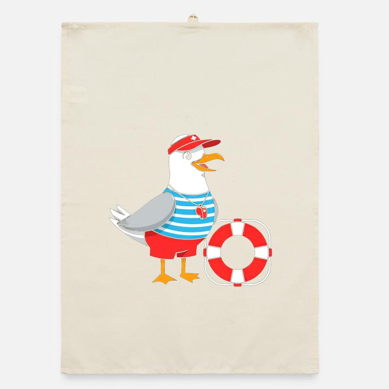 Seagull Lifeguard Design Organic dish towel