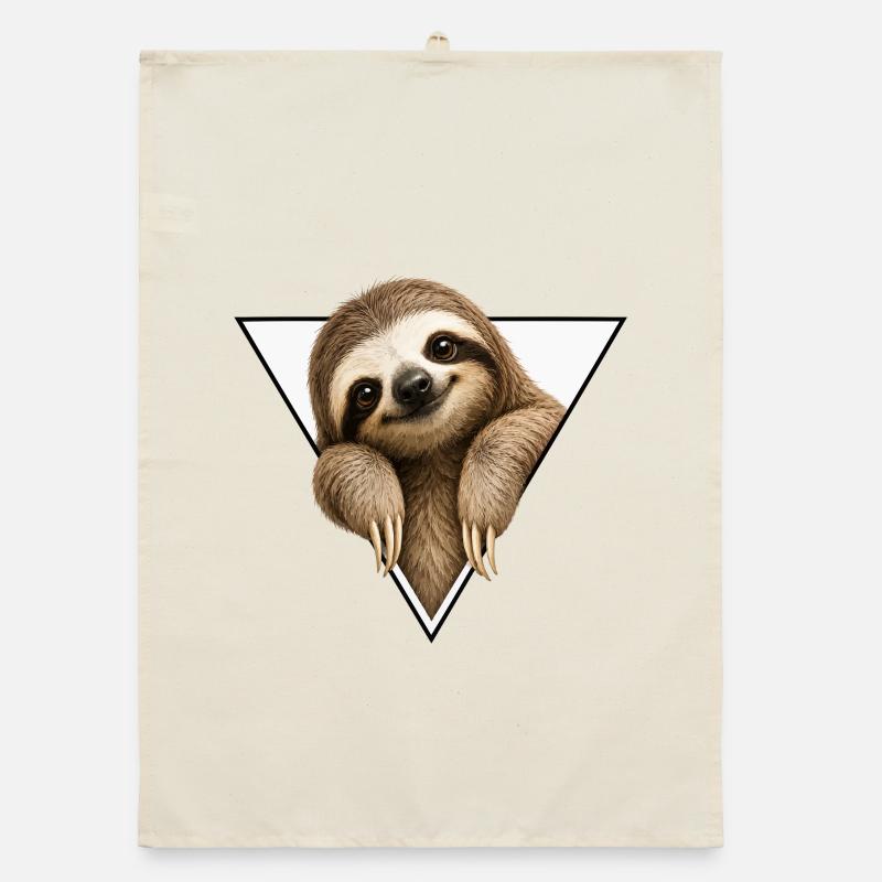 Sloth in triangle design Organic dish towel