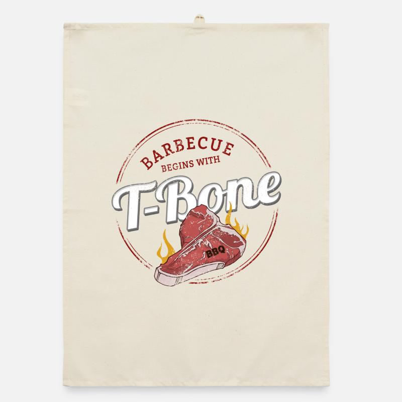 Barbecue de bœuf avec steak T-Bone design Torchon bio