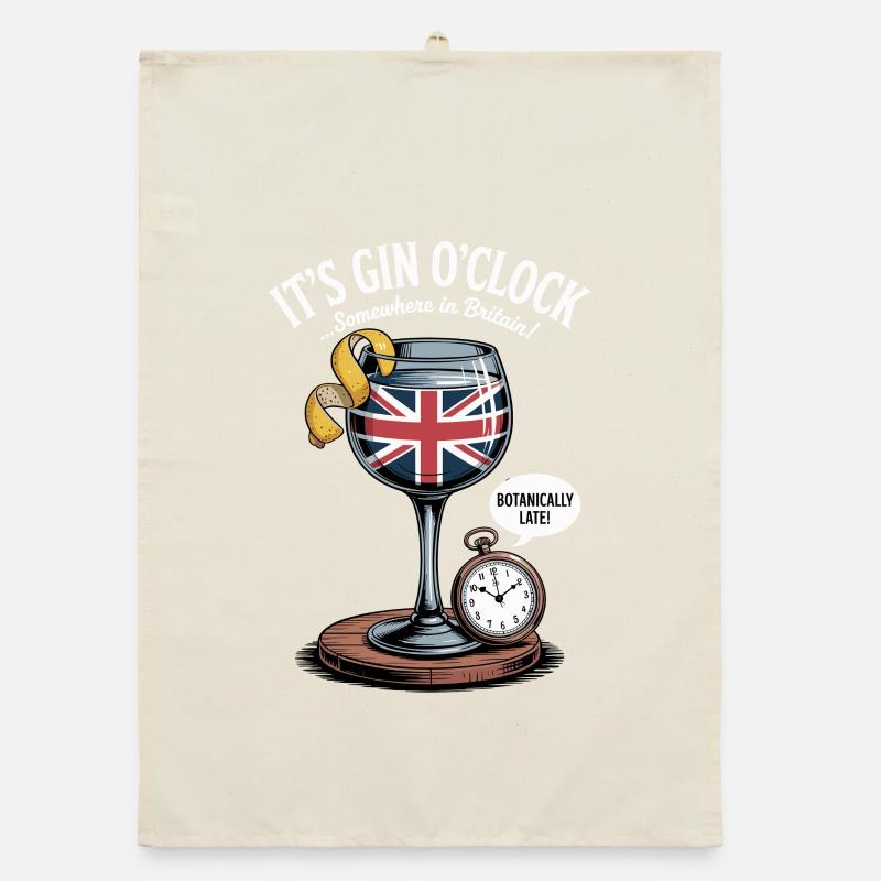 Gin O'Clock Britischer Humor Organic Geschirrtuch