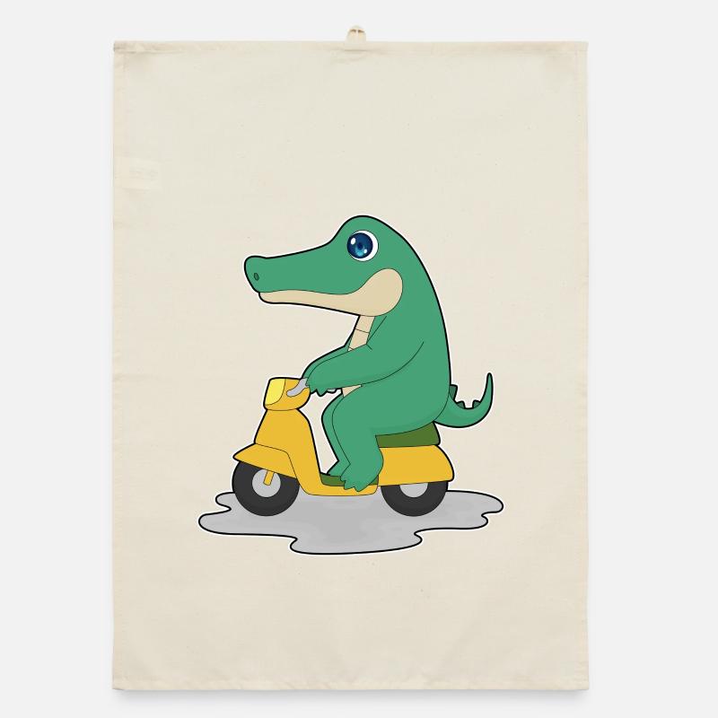 Krokodil Motorroller Organic Geschirrtuch