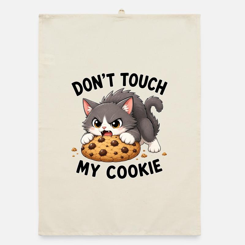 Chat mignon dessin animé Cookie Snacking Dicton Torchon bio