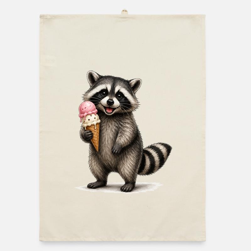 Waschbär mit Eiscreme Organic dish towel