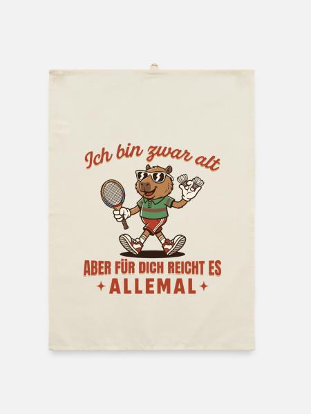 Badminton bin zwar alt Retro Federball - Organic Geschirrtuch - Natur