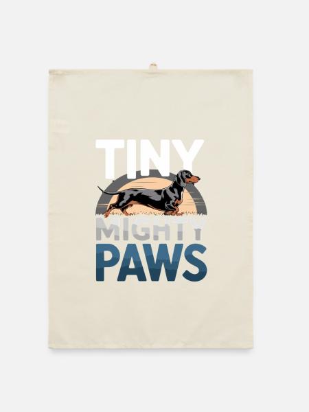 Tiny Mighty Paws Dackel Silhouette - Organic Geschirrtuch - Natur
