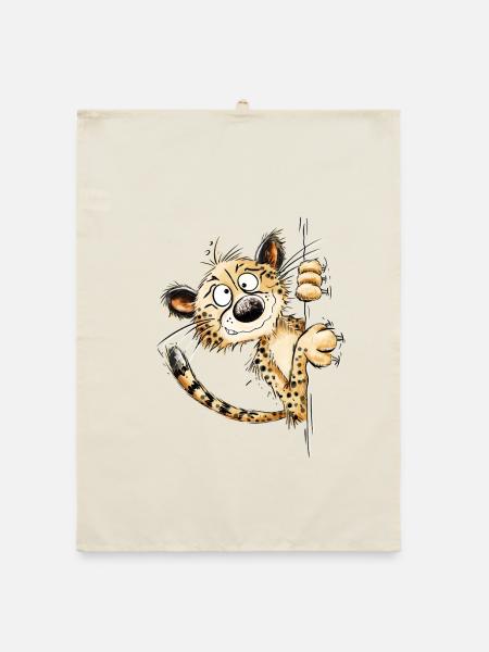 Lustige Raubkatze Leopard Wildkatze Gebard  - Organic Geschirrtuch - Natur - Vorne