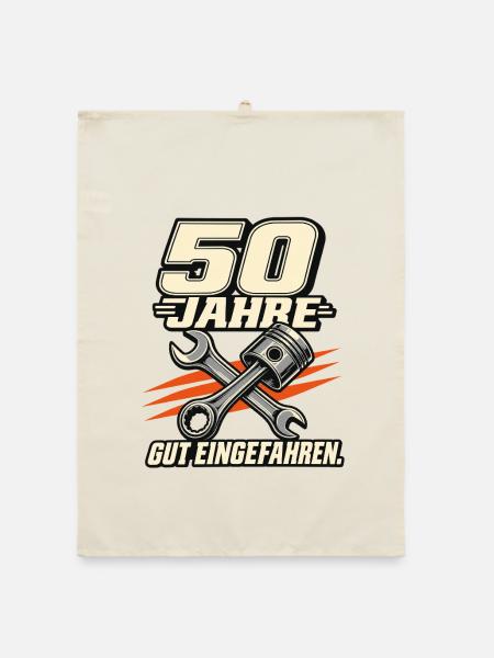 50 Jahre Gut Eingefahren Mechanik - Organic Geschirrtuch - Natur - Vorne