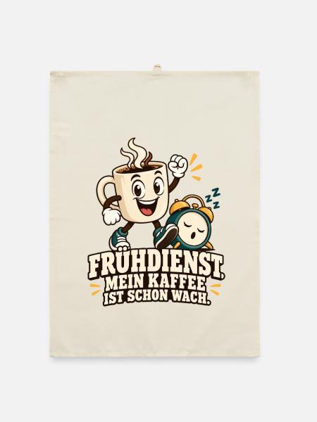 Frühdienst Kaffee Bereits Wach - Organic Geschirrtuch - Natur - Vorne