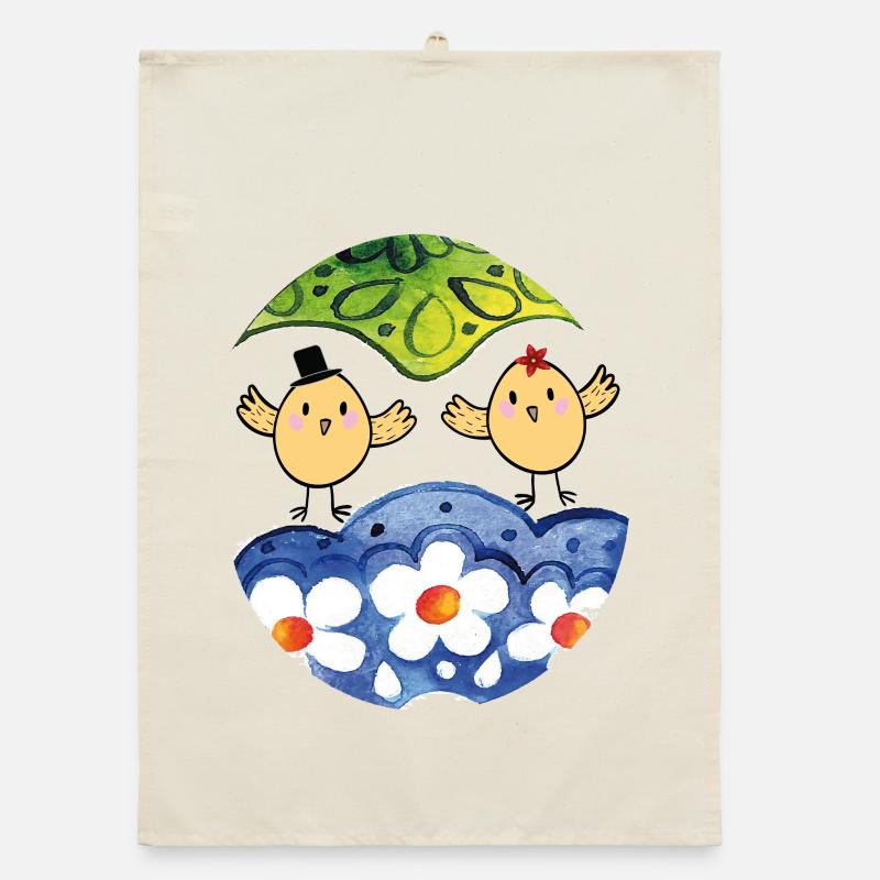 Frohe Ostern - Organic Geschirrtuch - Natur