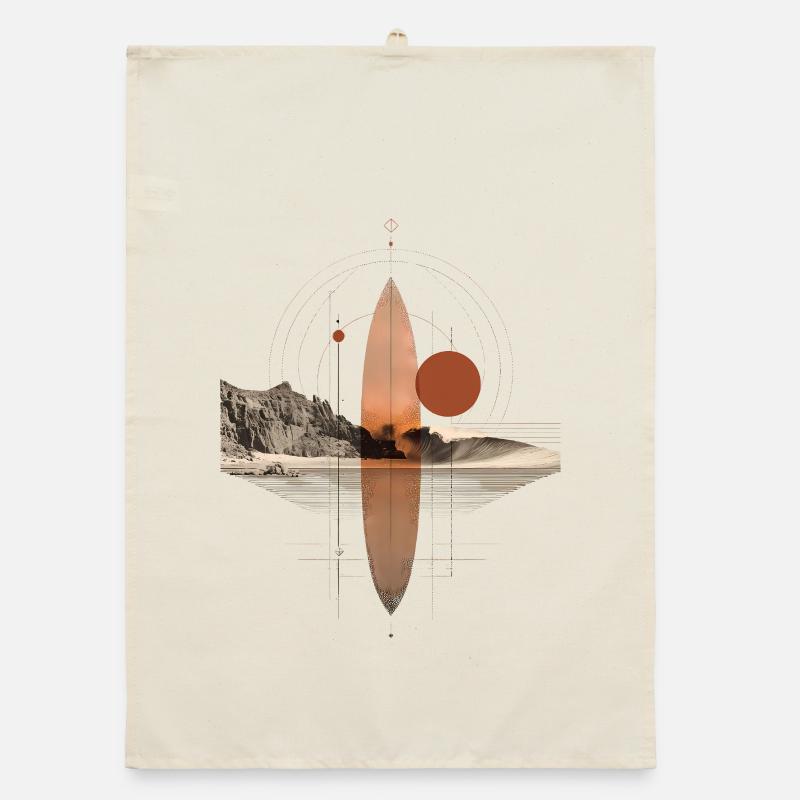 Copper Waves Orbit - Geometric Surfboard Organic dish towel
