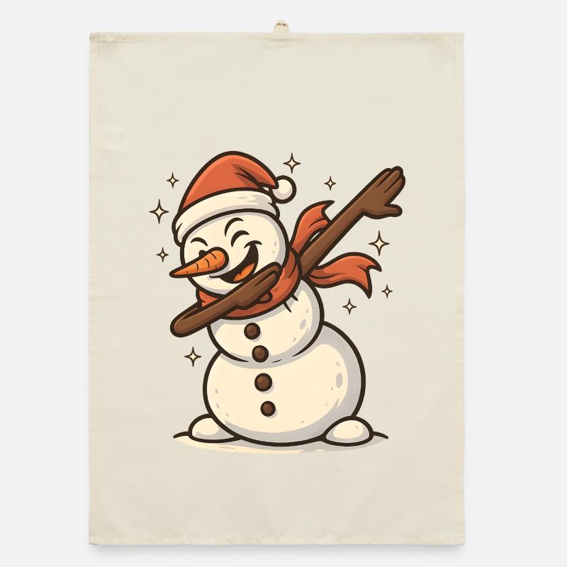 Cool Snowman Dab Organic dish towel