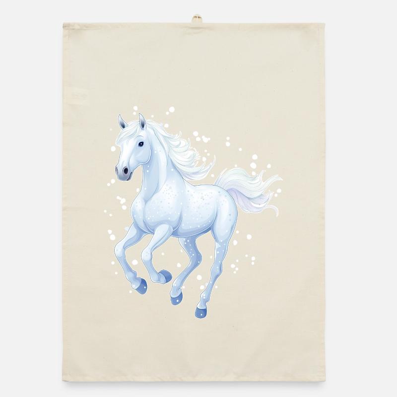 Pferd mit Schneeflocken - Organic Geschirrtuch - Natur