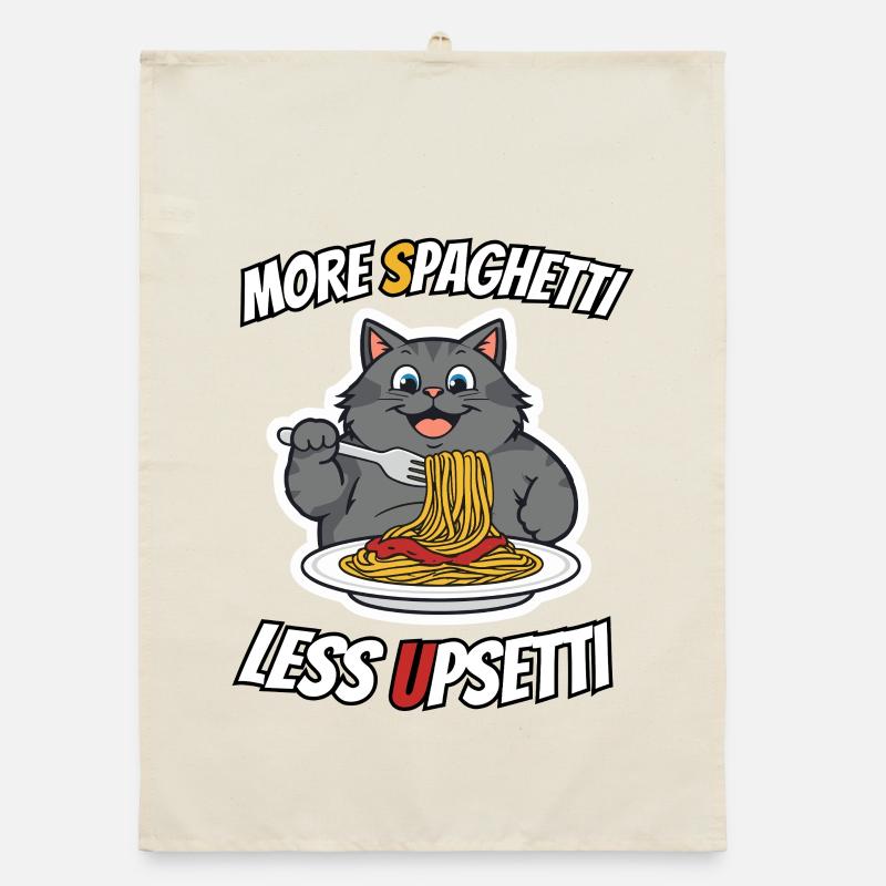 Fat Cat Eats Spaghetti More Spaghetti Less Ups Organic dish towel
