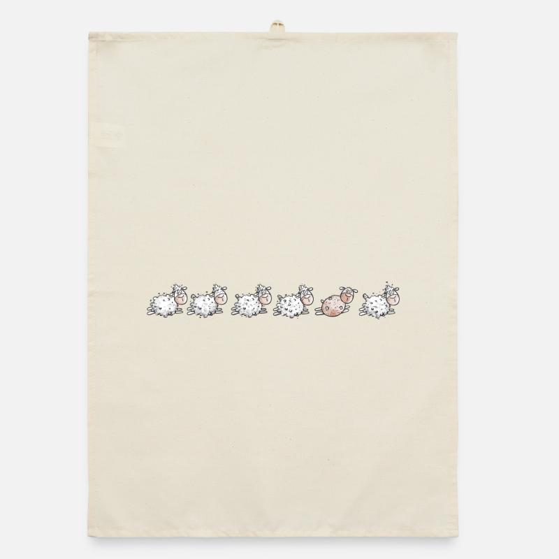 Sheep Flock and sheared sheep Organic dish towel