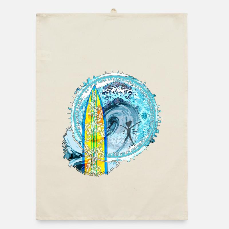 Vagues de surf Abstrait Impression d’art Torchon bio