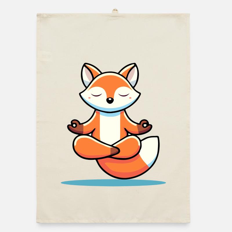 Meditating Fox – Relaxing Illustration Organic dish towel