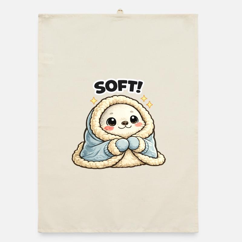 Cuddly mascot in winter coat Organic dish towel