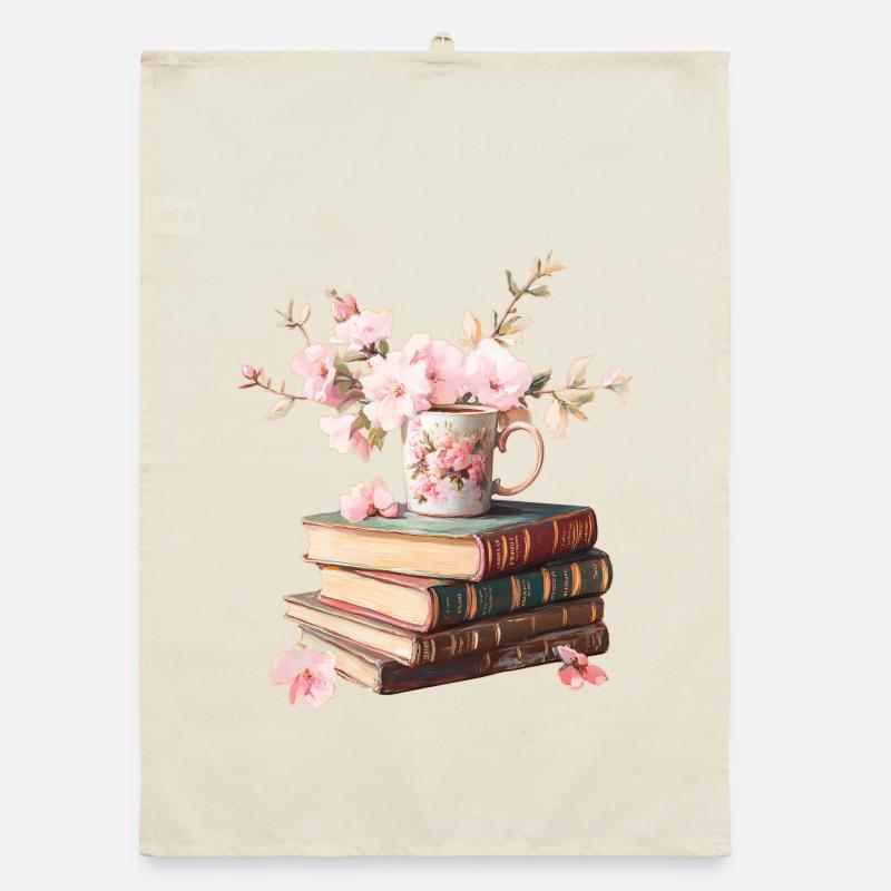 Stack of books Organic dish towel