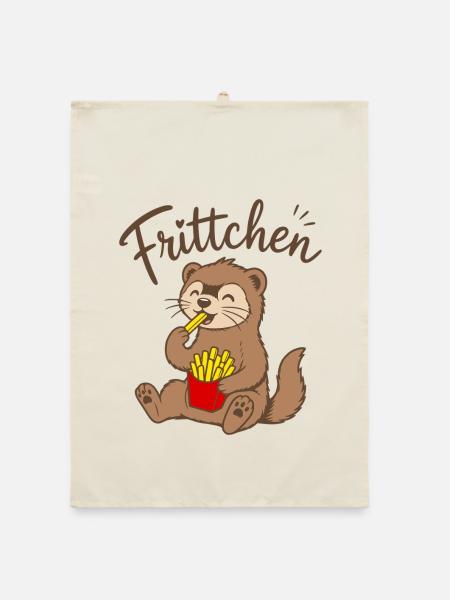 Frettchen Frittchen Fritten Pommes Frites essen - Organic Geschirrtuch - Natur