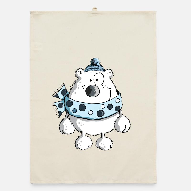 Drolliger Eisbär - Bär - Winter - Comic - Tiere Organic Geschirrtuch