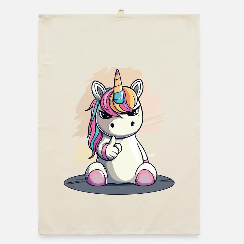 Licorne effrontée avec index – Mignon et cool Torchon bio