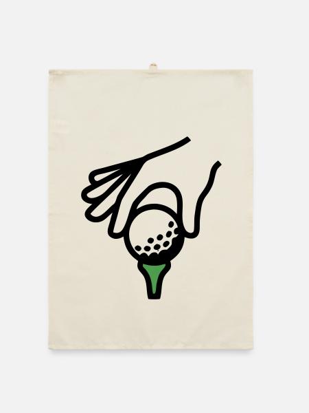 Golfball Abschlag Tee Golfsport Golfclub Golfer - Organic Geschirrtuch - Natur - Vorne