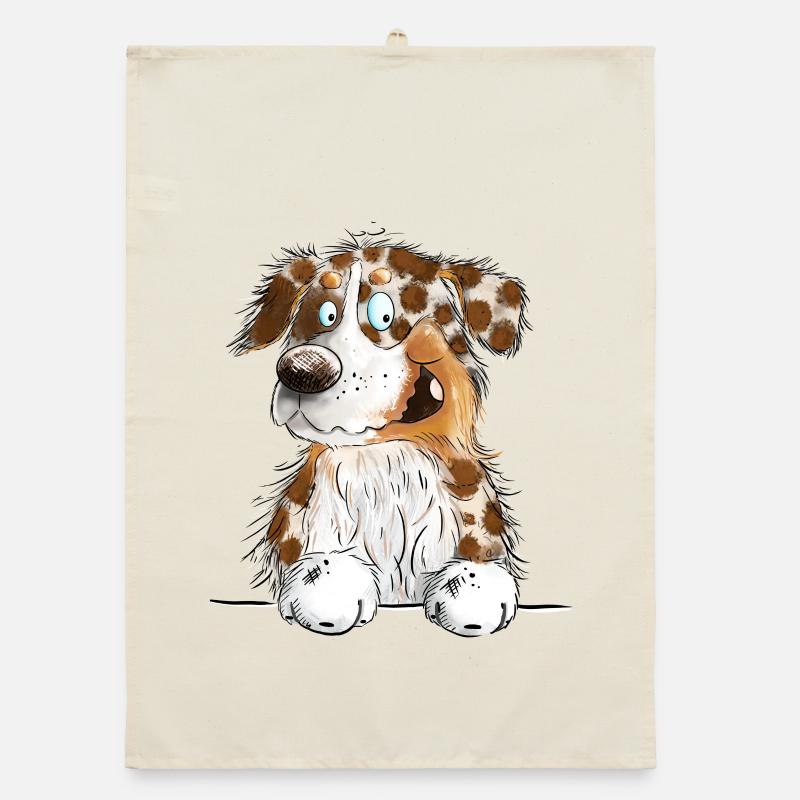 Funny Australian Shepherd Red Merle - Organic Geschirrtuch - Natur