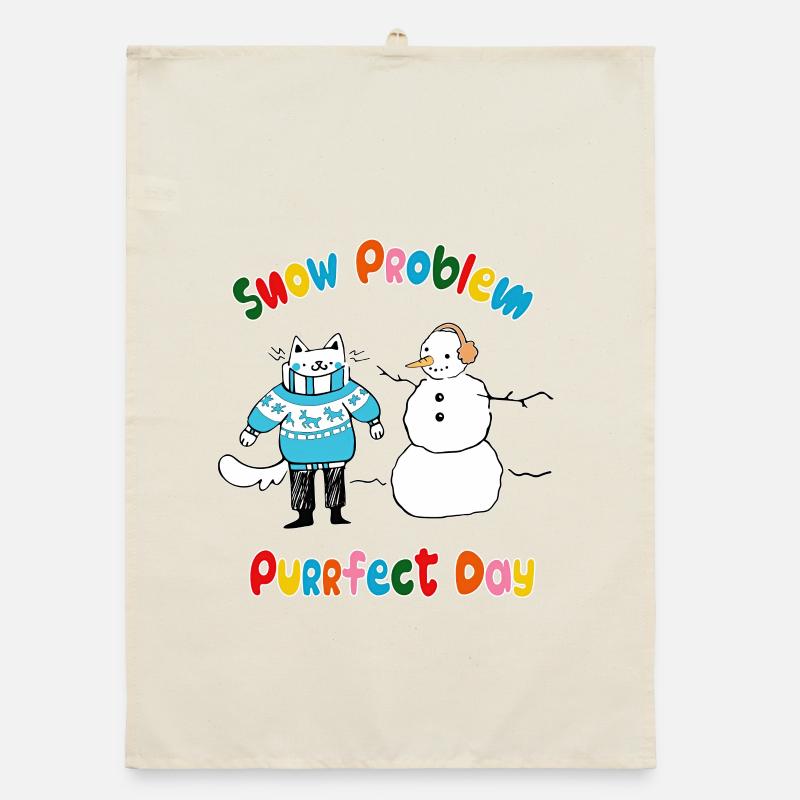 Snow problem Purrfect day Organic dish towel