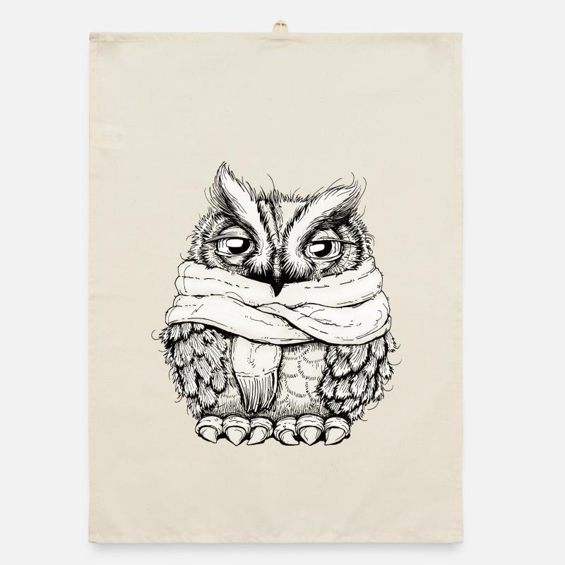 Frierende Eule Organic Geschirrtuch