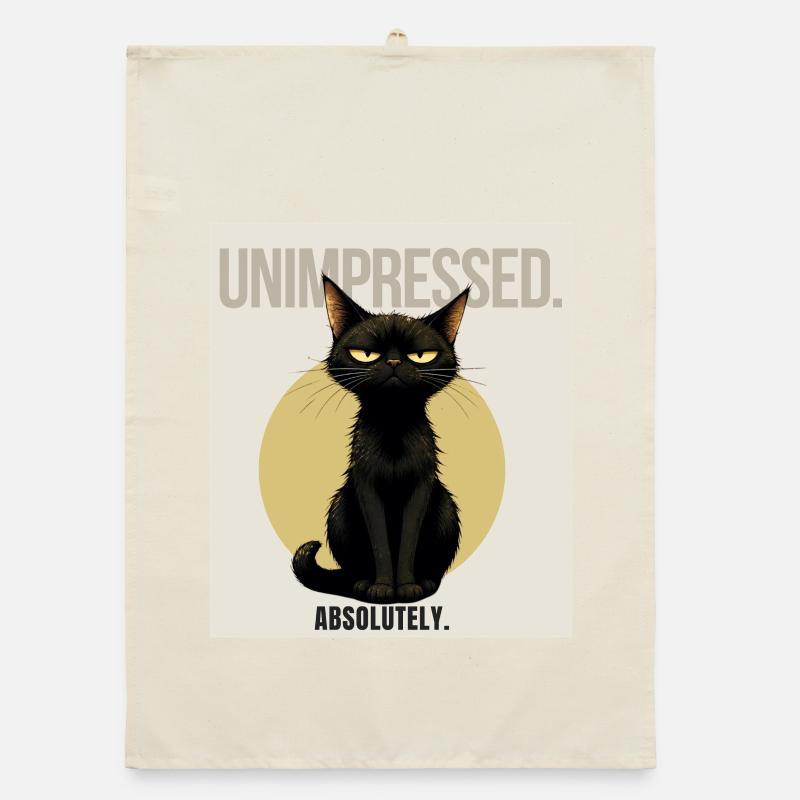 Unimpressed. – Sarcastic Black Cat Design Organic Geschirrtuch