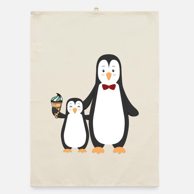 Pinguin Pinguine mit Eis Organic Geschirrtuch
