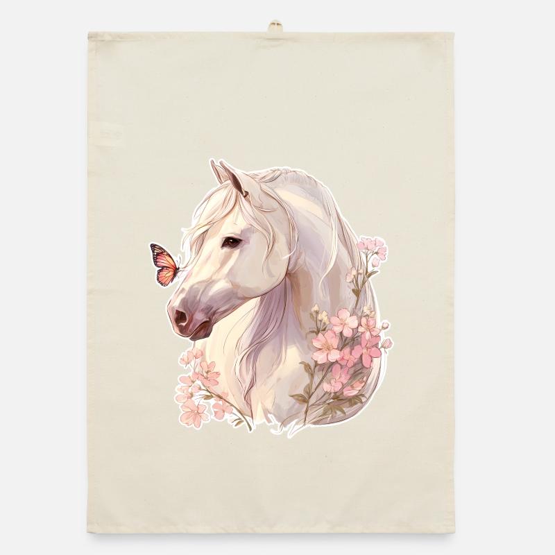 Cheval avec papillon Torchon bio