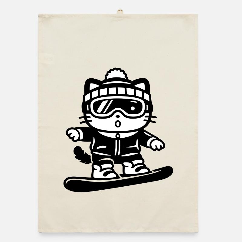 Snowboard Cat Organic Geschirrtuch