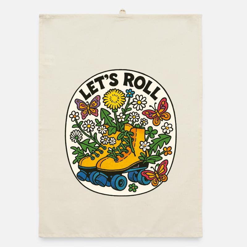 Let's Roll Floral Roller Organic dish towel