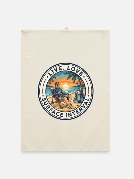 Live Love Surface Interval Tauchen - Organic Geschirrtuch - Natur