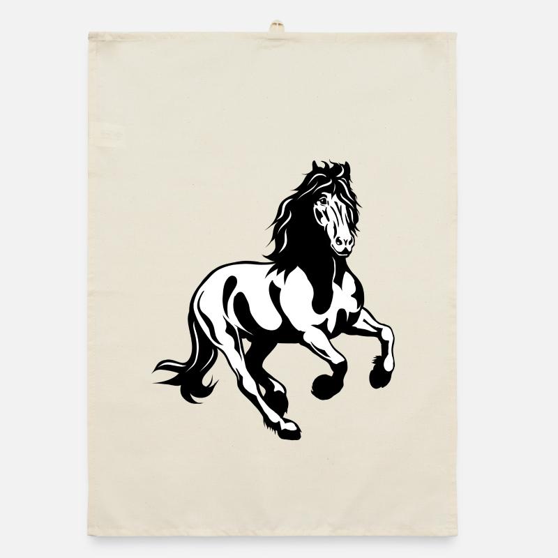 Friesian stallion galloping Organic dish towel