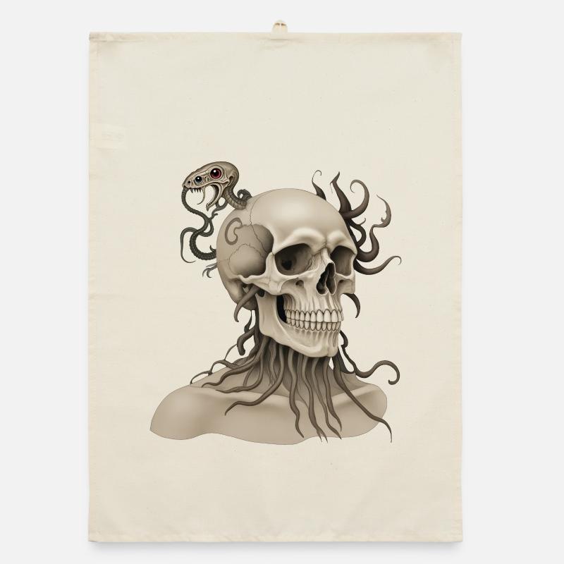 SKULL #2 - dark hell Organic dish towel