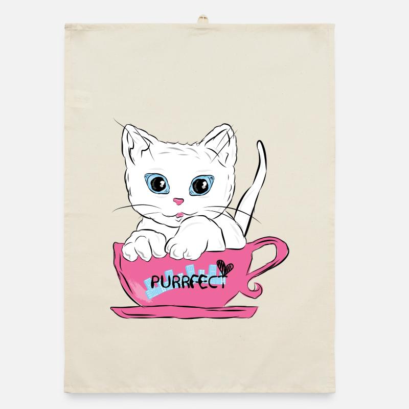 Purrfekte Katze in rosa Teetasse Organic Geschirrtuch