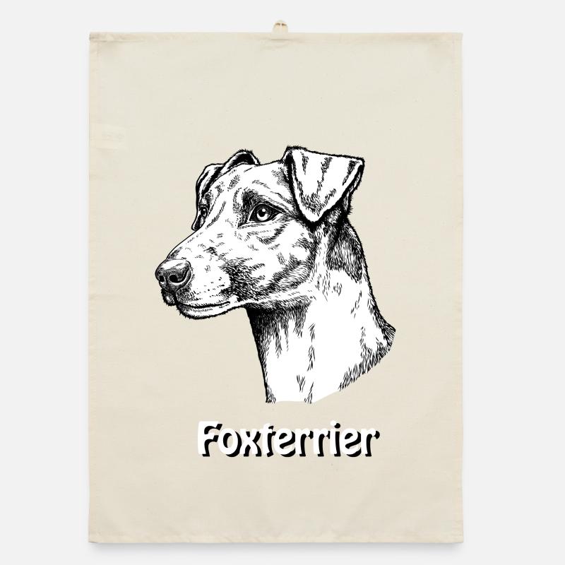 Foxterrier Glatthaar Portrait Organic Geschirrtuch