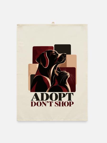 Adopt Don’t Shop Dog & Cat - Organic Geschirrtuch - Natur