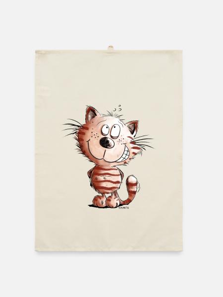 Little Naughty Cat I Cat Motif Comic Gift - Organic dish towel - nature - Front