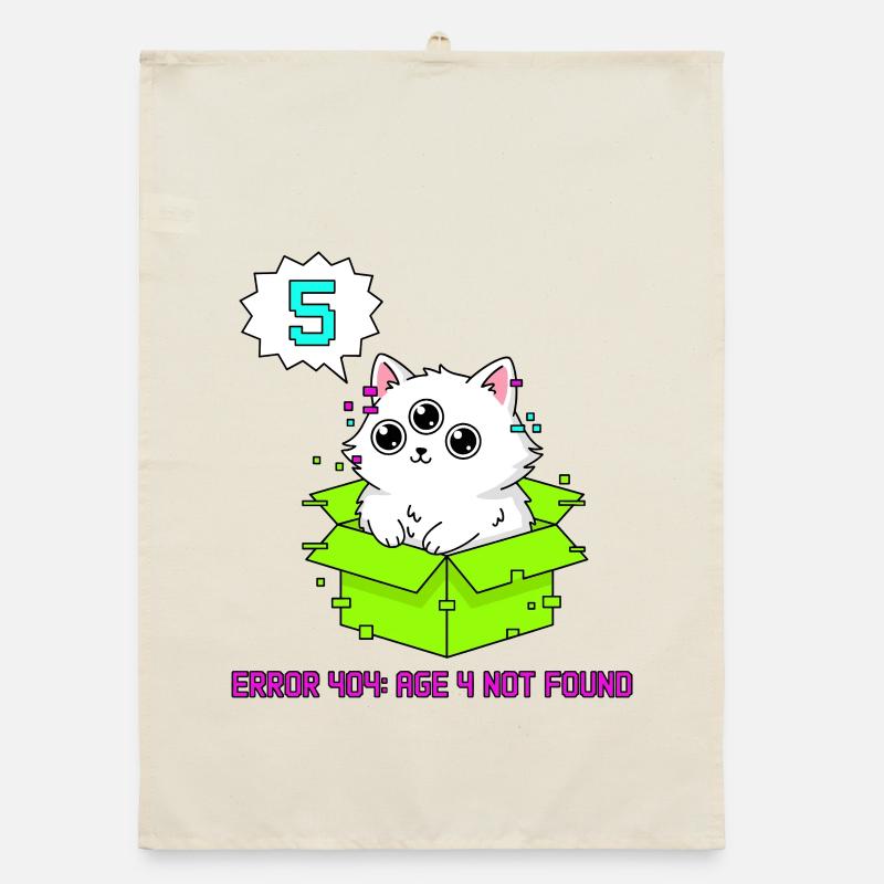 Error 404 Katze 5. Geburtstag Organic Geschirrtuch