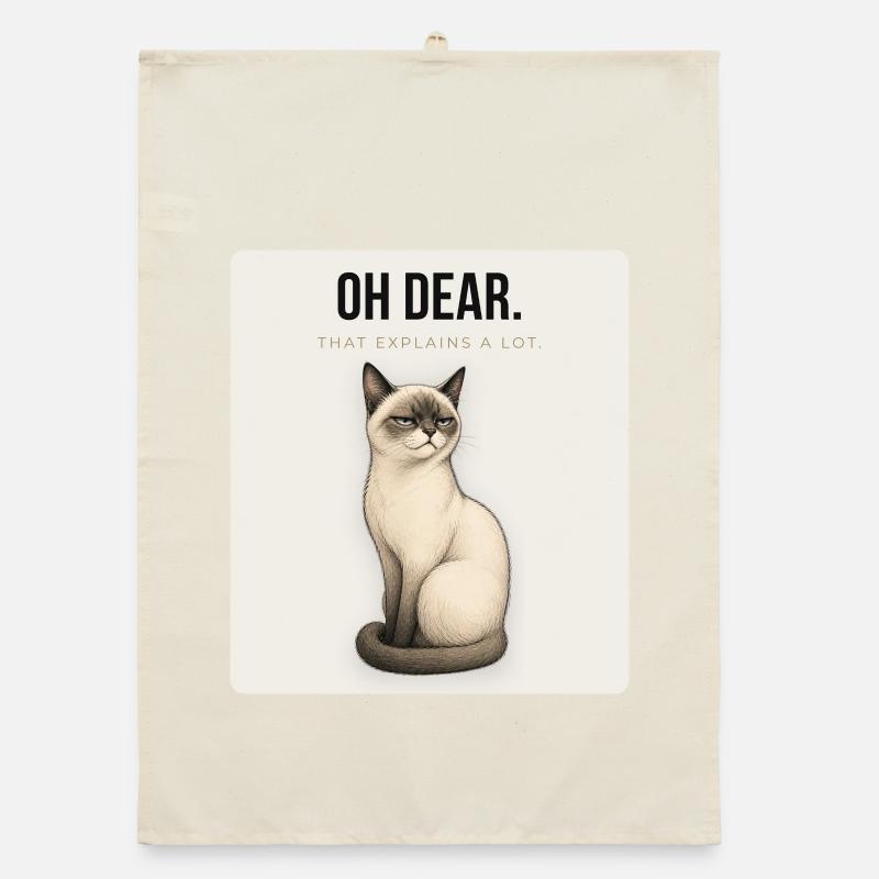 OH DEAR Sarcastic Cat Design Organic Geschirrtuch