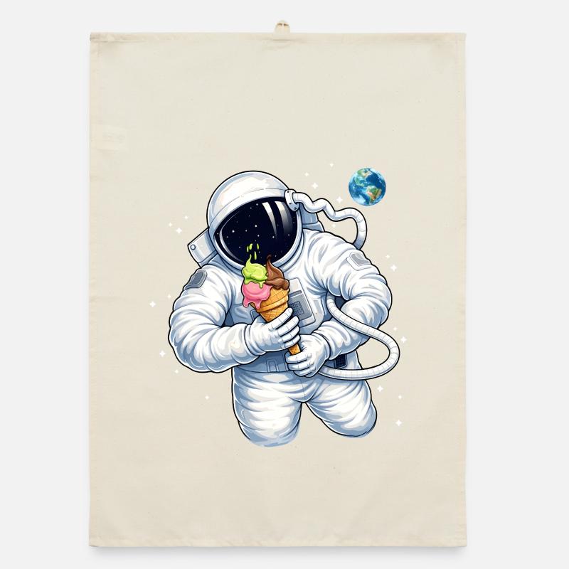 Astronaut mit Eiscreme im Weltall  - Organic Geschirrtuch - Natur