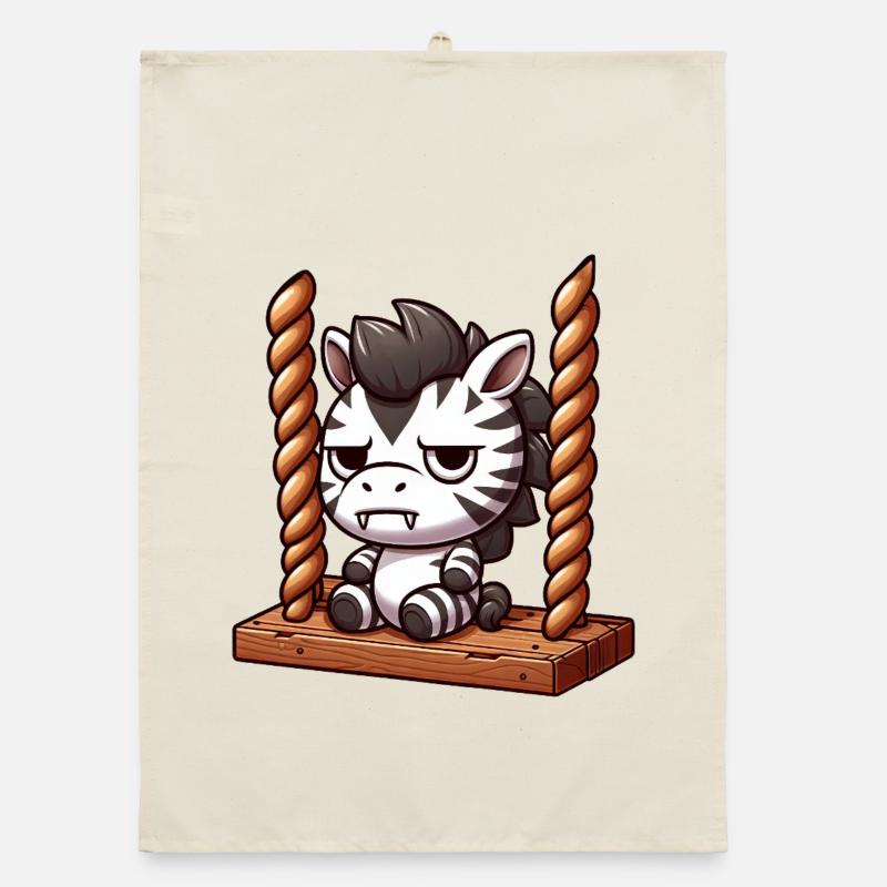 Grumpy Zebra Swinging Annoyed Funny Design Organic dish towel