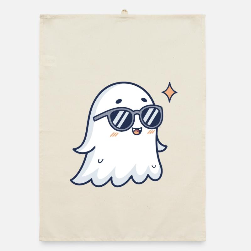 Chic ghost with glasses Organic dish towel