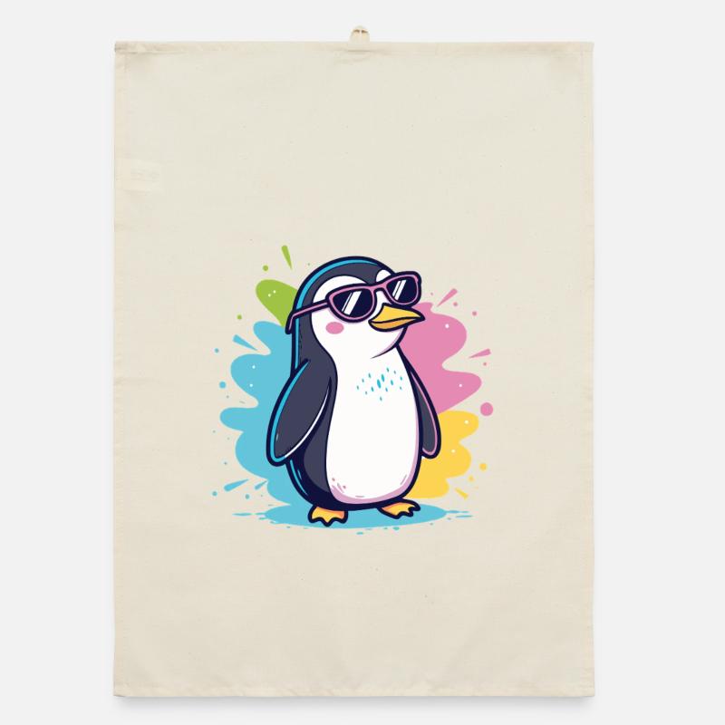 Pingouin cool pop coloré avec lunettes Torchon bio