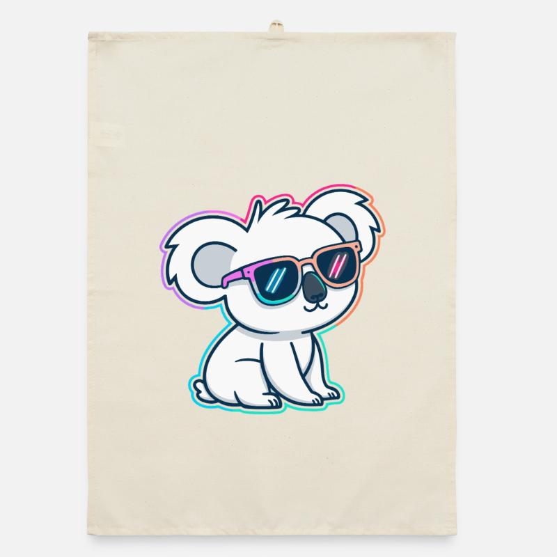 Koala neon glasses Organic dish towel