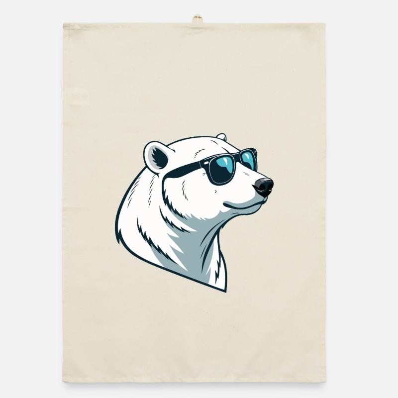 Polar bear in glasses Organic dish towel
