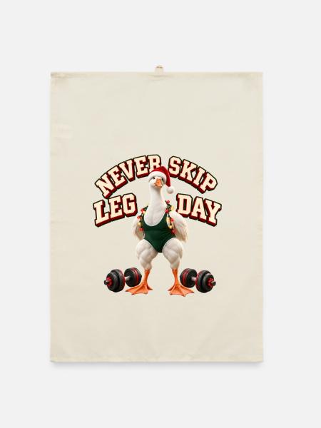 Never Skip Leg Day Duck - Organic Geschirrtuch - Natur